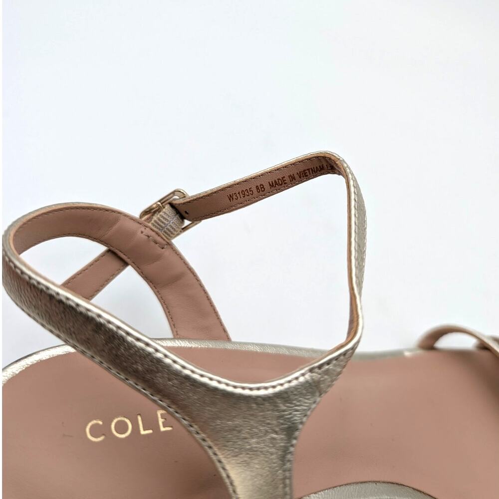 Cole Haan Leni Kitten Heel Sandals Women's Soft Gold Leather Size US8B EU38.5 - Picture 11 of 11